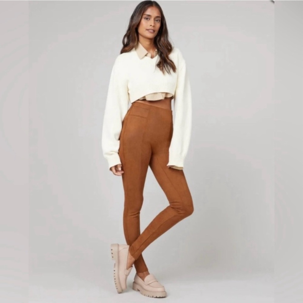 Spanx Faux Suede Highwaist Leggings In Rich Caramel L